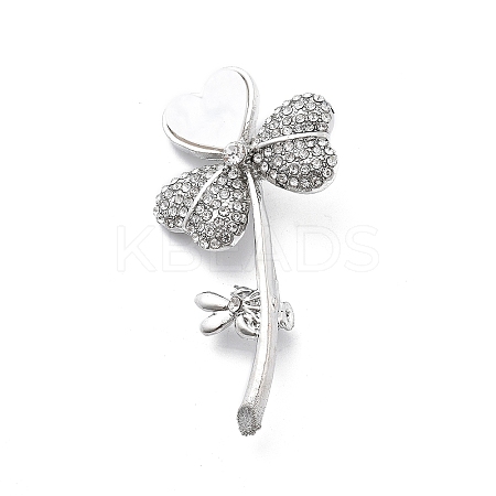 Heart Flower Alloy Crystal Rhinestone Brooches JEWB-C037-07P-1