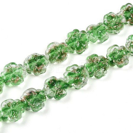 Luminous Handmade Gold Foil Glass Beads Strands FOIL-N029-01F-1