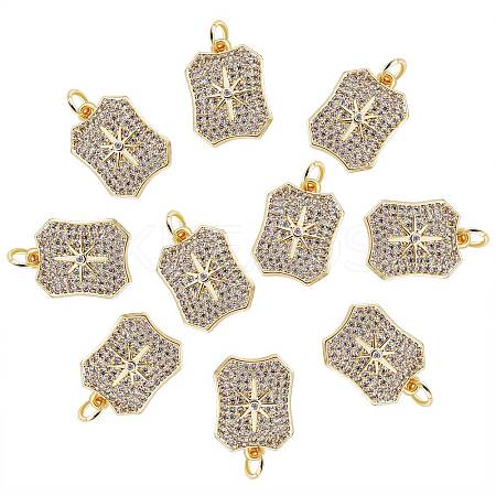 10Pcs Rack Plating Brass Micro Pave Clear Cubic Zirconia Pendants ZIRC-SZ0004-08-1