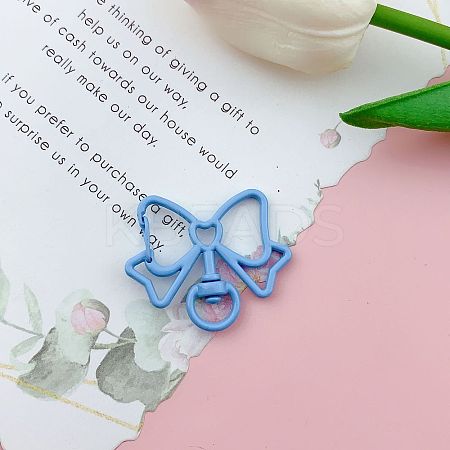 Bowknot Baking Paint Alloy Swivel Keychain Clasps PURS-PW0011-04L-1
