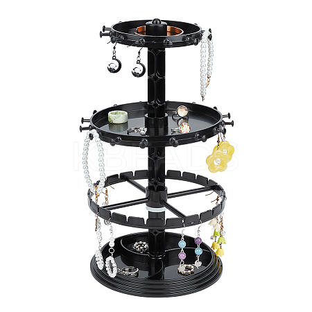 3-Tier Rotatable Round Acrylic Jewelry Display Tower with Tray EDIS-WH0015-13A-1