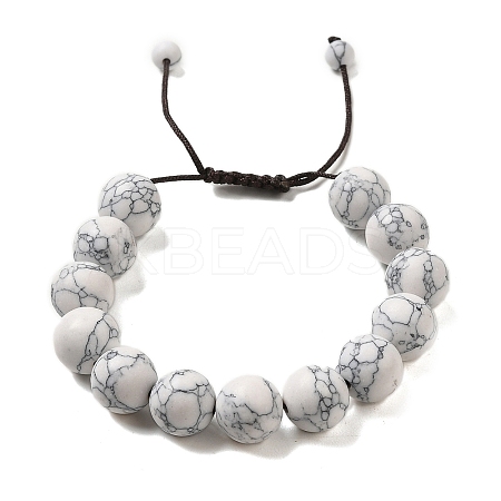 12.5mm Round Synthetic Howlite Braided Bead Bracelets for Women Men BJEW-C060-01I-1