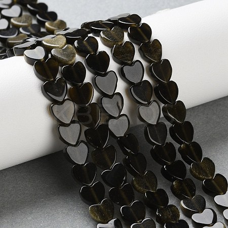 Natural Golden Sheen Obsidian Beads Strands G-M403-A46-02-1