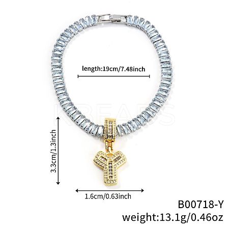 Fashionable Brass Micro Pave Clear Cubic Zirconia Charm Bracelets AF9298-25-1