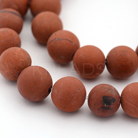 Frosted Grade A Natural Red Jasper Round Bead Strands LS-G-M272-17-10mm-1