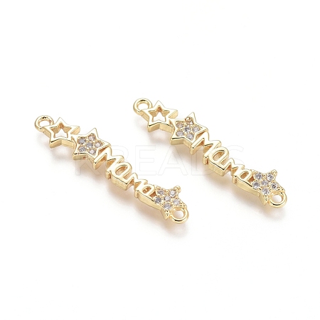 Brass Micro Pave Clear Cubic Zirconia Links connectors ZIRC-G152-15G-1