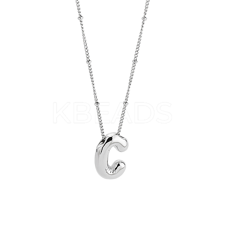 1pc Brass Chain with Alloy Letter Pendants Necklaces NJEW-LP0001-41C-P-1
