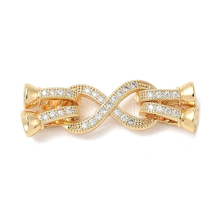 Brass Micro Pave Clear Cubic Zirconia Fold Over Clasps KK-U059-32G-1
