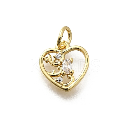Brass Micro Pave Cubic Zirconia Charms KK-P295-25G-1