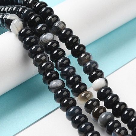 Natural Black Agate Beads Strands G-H295-C03-06-1