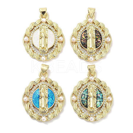 Brass Micro Pave Clear Cubic Zirconia Pendants KK-L213-004G-1