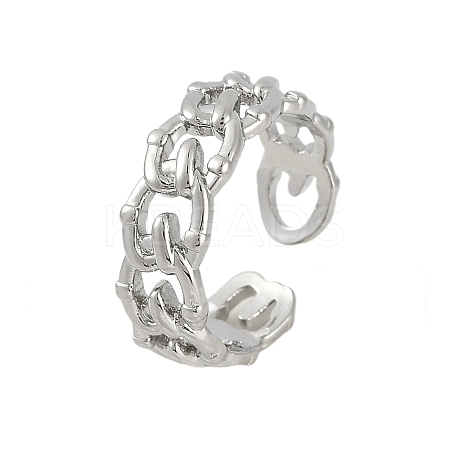 Hollow Rack Plating Brass Open Cuff Rings RJEW-D080-02P-1
