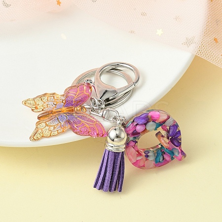 Resin Letter & Acrylic Butterfly Charms Keychain KEYC-YW00001-17-1