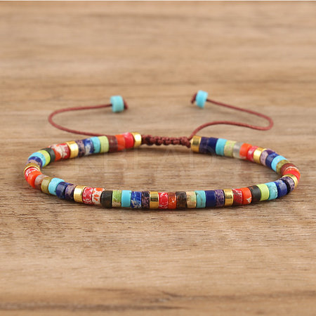 Natural & Synthetic Gemstone Beaded Braided Bracelets QH4784-1-1