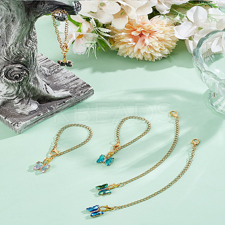 5Pcs Butterfly Brass Glass Cup Charms HJEW-LP00035-1