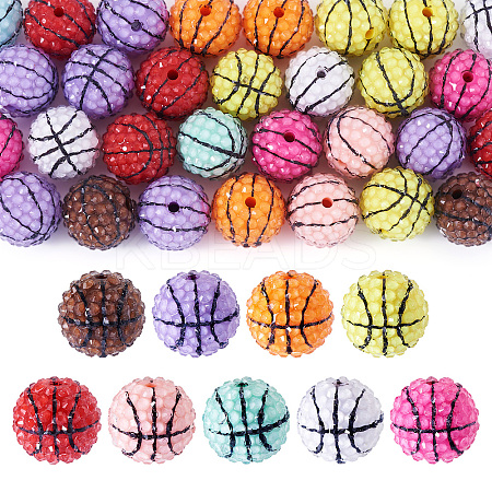 30Pcs Sport Theme Resin Rhinestone Beads RESI-TA0003-96C-1