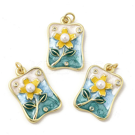Brass Enamel Pendants KK-K302-19A-G-1