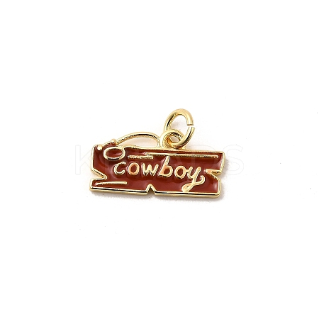 West Cowboy Brass Enamel Pendants KK-A268-04B-G-1