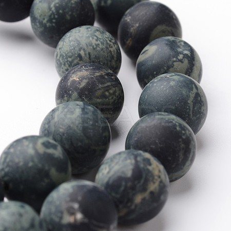 Frosted Round Natural Kambaba Jasper Bead Strands G-J346-30-10mm-1