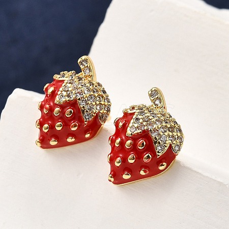 Brass Micro Pave Clear Cubic Zirconia Stud Earrings EJEW-G430-01G-1