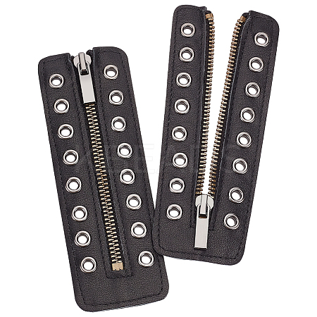 PU Leather Lace-in Boot Zipper Inserts DIY-WH0043-51AB-01-1