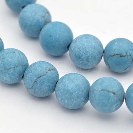Synthetic Turquoise Round Beads Strands G-D658-6mm-1