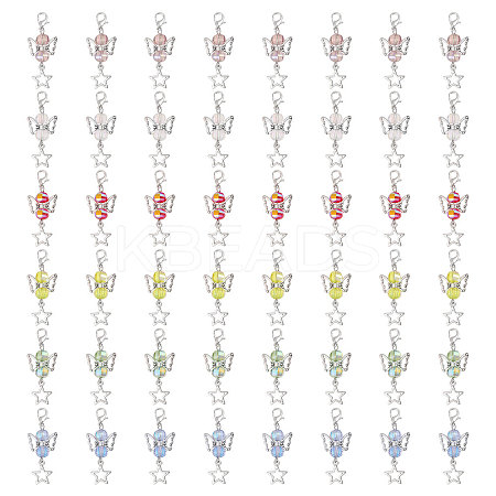 48Pcs 6 Colors Transparent Electroplate Glass Pendant Decorations HJEW-CA00071-1