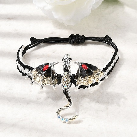 Pterosaur Alloy Enamel & Rhinestones Link Bracelets BJEW-A165-01B-1