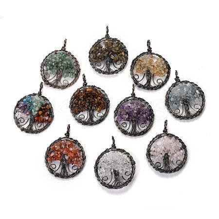 Natural Mixed Gemstone Pendants G-B001-01R-1