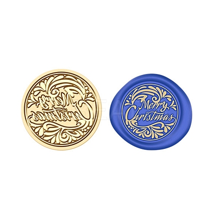 Merry Christmas Wax Seal Brass Stamp Head LS-AJEW-Z031-04G-18-1