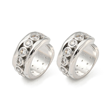 Brass Micro Pave Cubic Zirconia Cuff Earrings EJEW-E299-03P-1