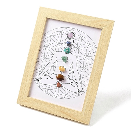 Natural & Synthetic Gemstone Healing Stones Picture Frame Stand AJEW-D308-01E-1