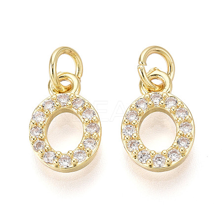 Brass Micro Pave Clear Cubic Zirconia Charms KK-N241-001O-1
