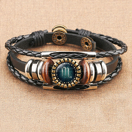 12 Constellations PU Leather Multi-strand Bracelets WGFD09F-08-1