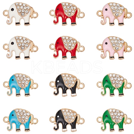 24Pcs 6 Colors Alloy Crystal Rhinestone Connector Charms ALRI-SC0001-40-1
