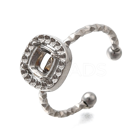 Square 304 Stainless Steel Adjustable Cuff Ring Components STAS-H237-02F-P-1