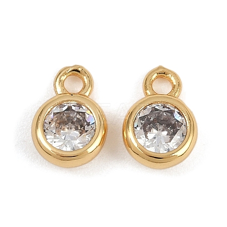 Brass Pave Cubic Zirconia Pendants KK-H078-07G-1