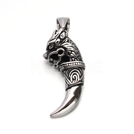 Vintage 304 Stainless Steel Dragon Tusk Big Pendants STAS-F011-36A-1