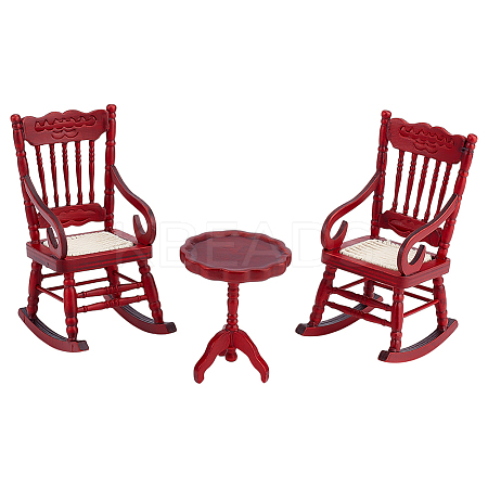 2Pcs Wood Racking Chair Micro Landscape Dollhouse Accessories DJEW-PH0001-66-1