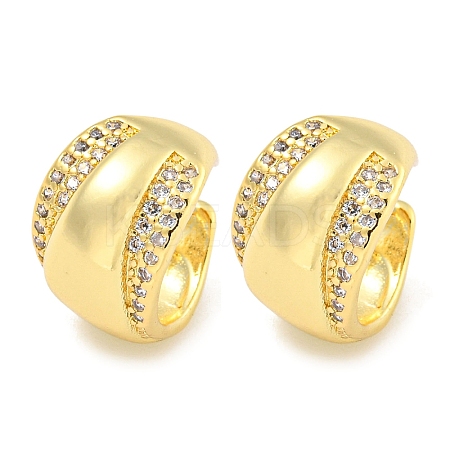 Brass Micro Pave Cubic Zirconia Cuff Earrings EJEW-C104-149G-1