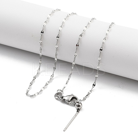 Adjustable 304 Stainless Steel Dapped Chain Necklaces NJEW-K270-02P-1