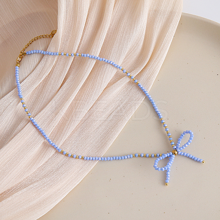 Feaceted Rondelle Glass Beaded Necklaces LK3957-3-1