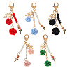5Pcs 5 Colors Camellia Plastic Pendant Decorations AJEW-FH0006-03-1