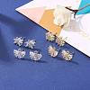 4 Pairs 2 Style Brass Micro Pave Clear Cubic Zirconia Stud Earring Findings KK-ZZ0001-07-6