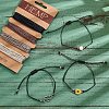 Adjustable Waxed Cord Braided Bead Bracelets Set DIY-AR0001-65-2