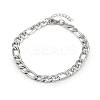304 Stainless Steel Figaro Chain Bracelets for Women BJEW-G757-15P-4