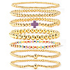 7Pcs Brass Round Beaded Bracelets for Women SB9067-10-1