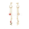 Enamel Heart & Rose Dangle Stud Earrings EJEW-JE05041-02-2