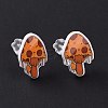Acrylic Cartoon Mushroom Stud Earrings with Platic Pins for Women EJEW-F293-03D-3