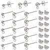 100Pcs 3 Styles Original Color 304 Stainless Steel Ball Post Stud Earring Findings STAS-YW0003-06-2